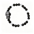 Silver Sheen Obsidian Guardian‑Head Blessing Bracelet