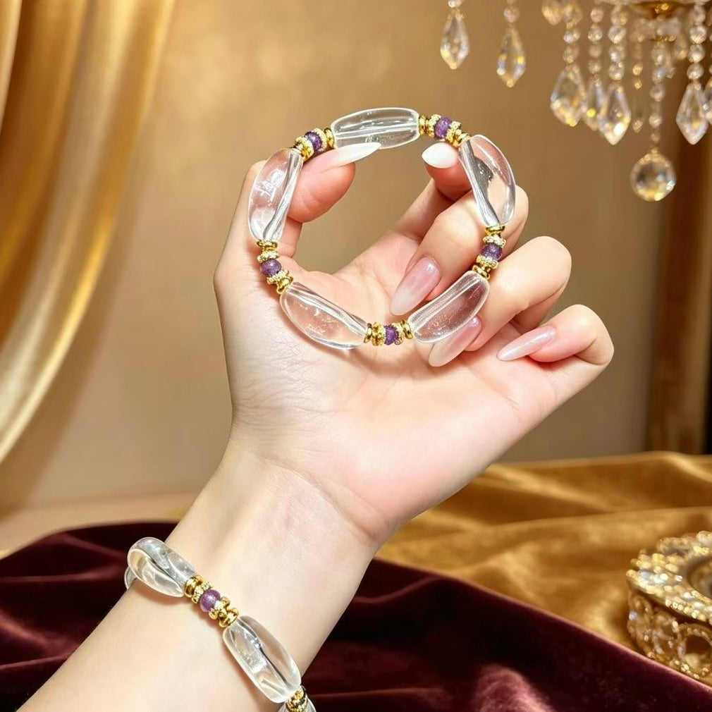 Clear Quartz Amethyst Petal Clarity Bracelet