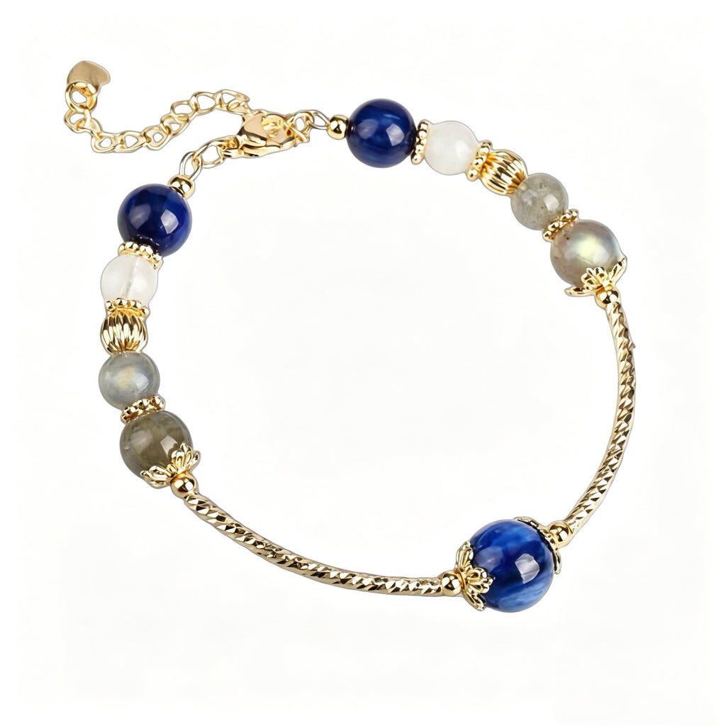 Blue Glow Gem Gold‑Plated Bracelet