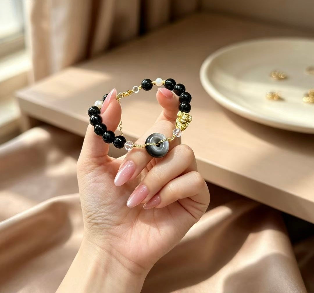 Obsidian Peace Pi‑Xiu Wealth Bracelet