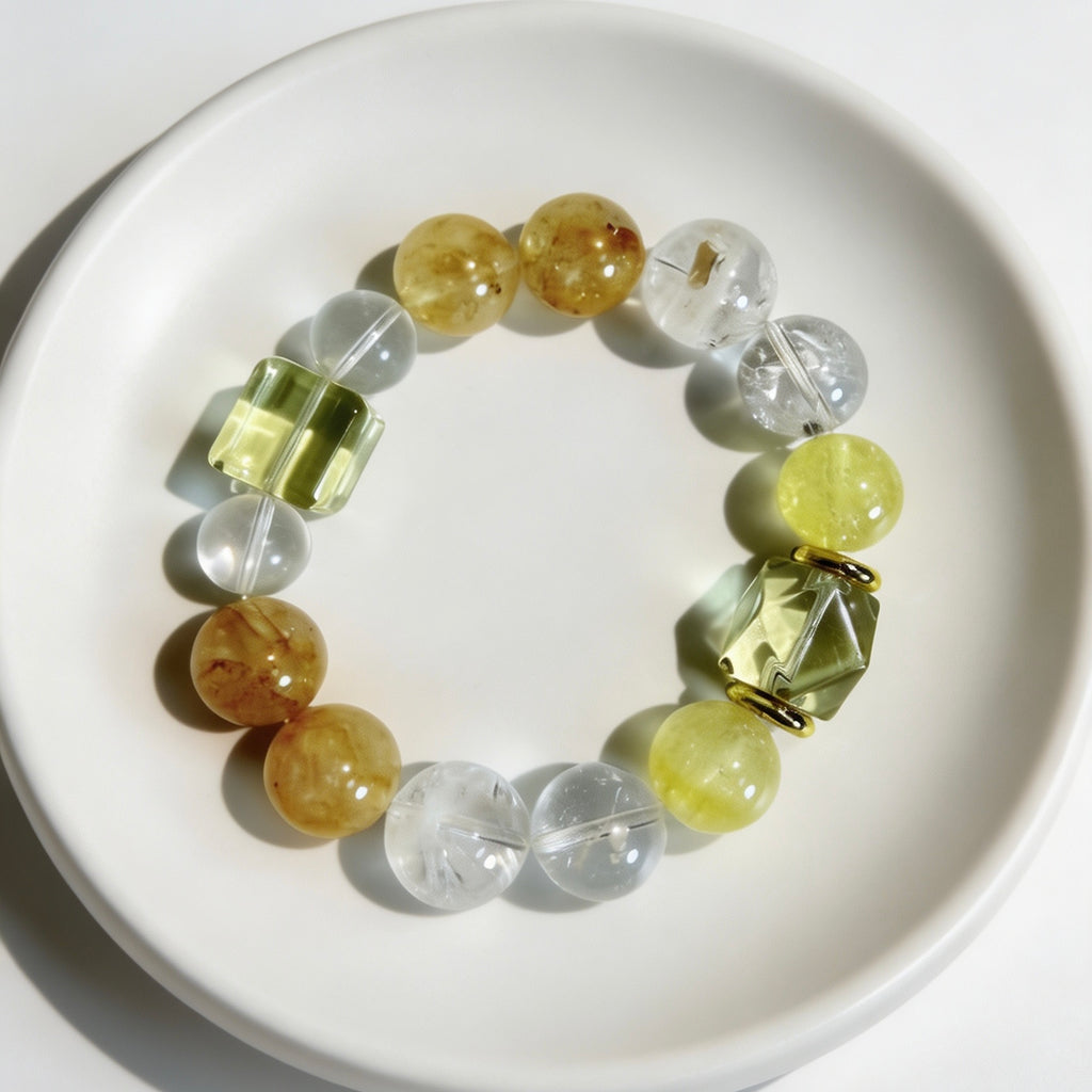 Golden Healer Citrine & Clear Quartz Mixed Beaded Bracelet