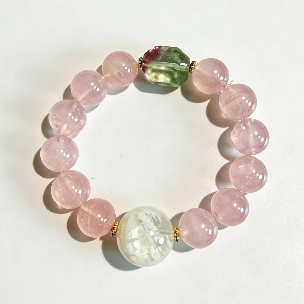 Rose Quartz Multi‑Gemstone Beaded Bracelet