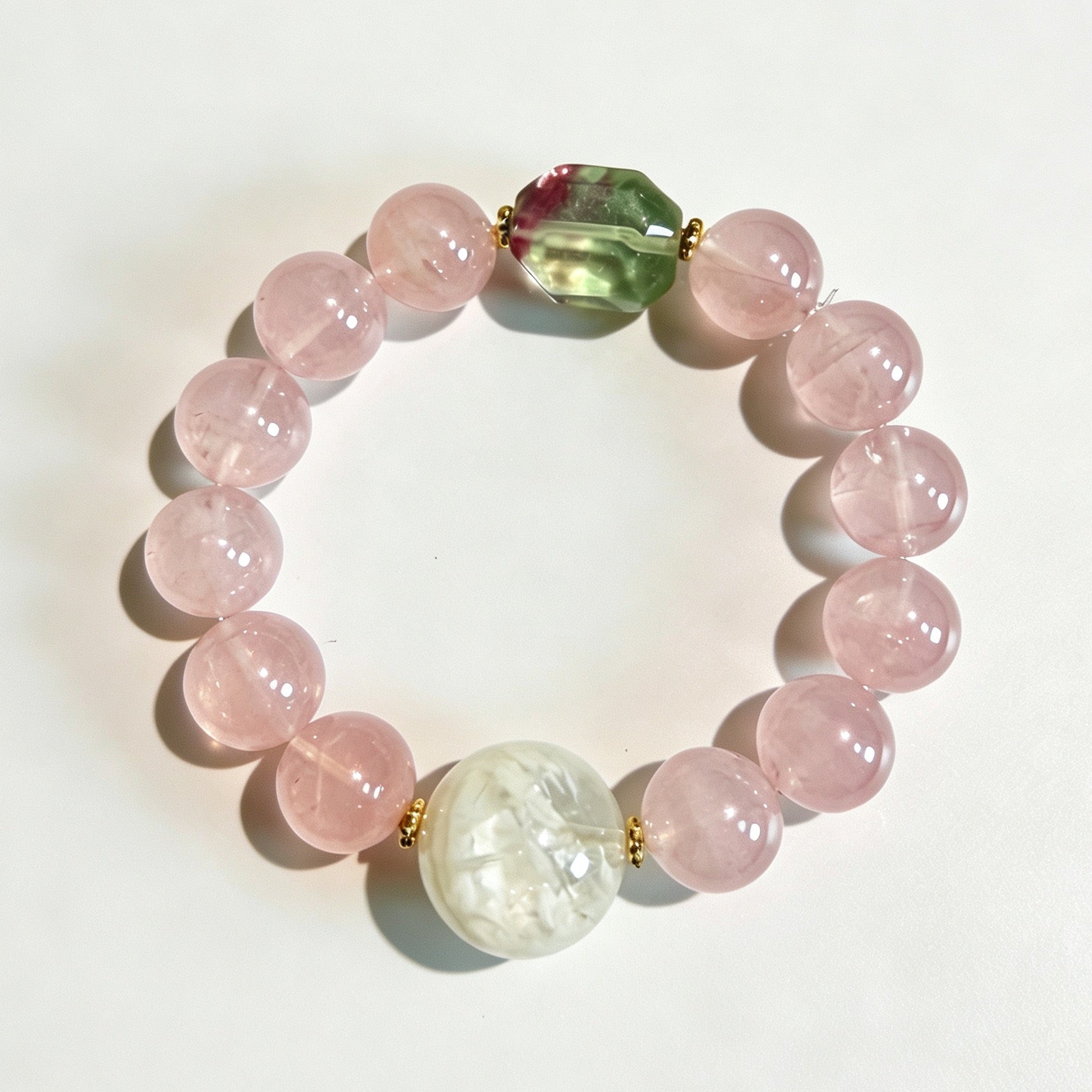 Rose Quartz Multi‑Gemstone Beaded Bracelet
