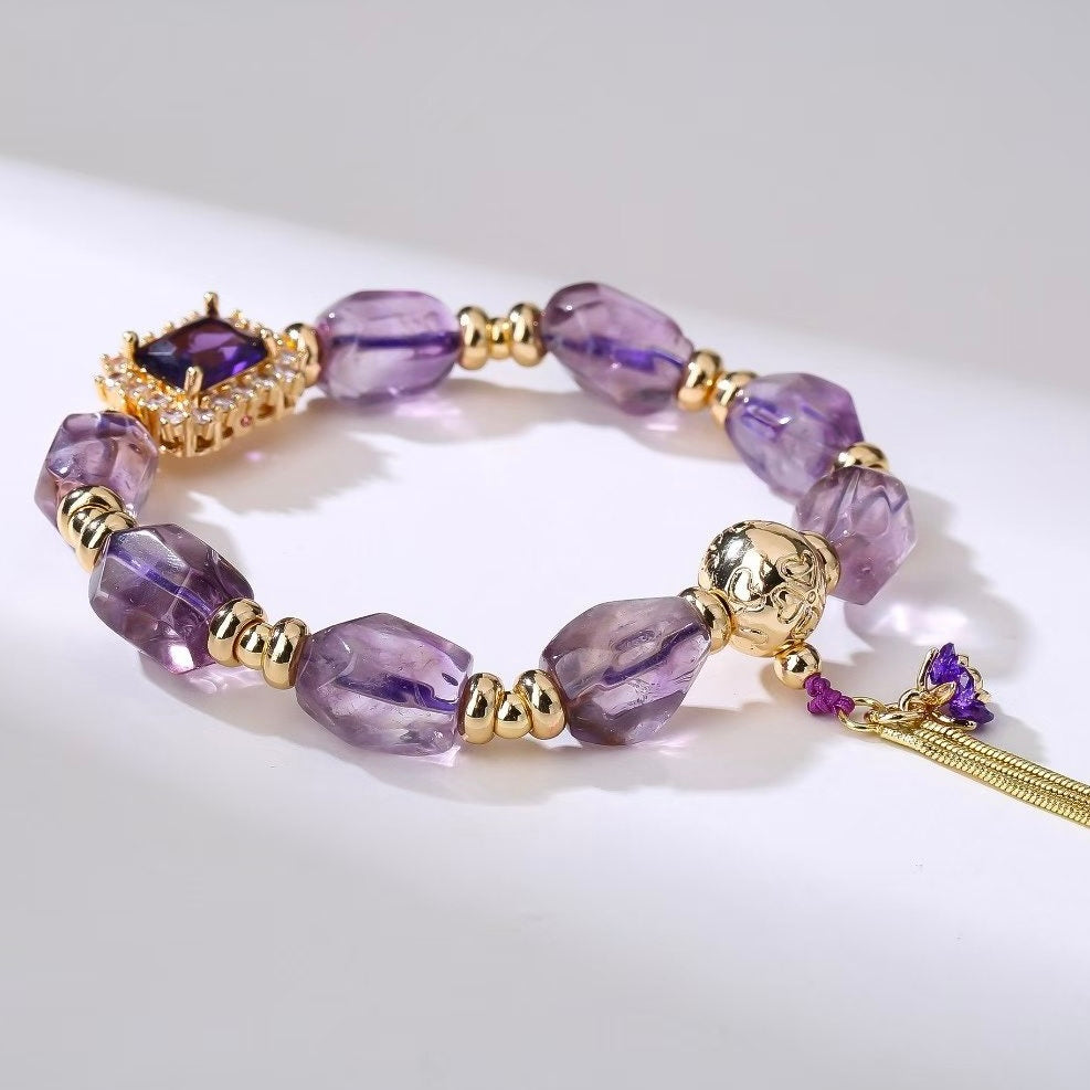 Purple Phantom Quartz Tassel Noble Fortune Bracelet