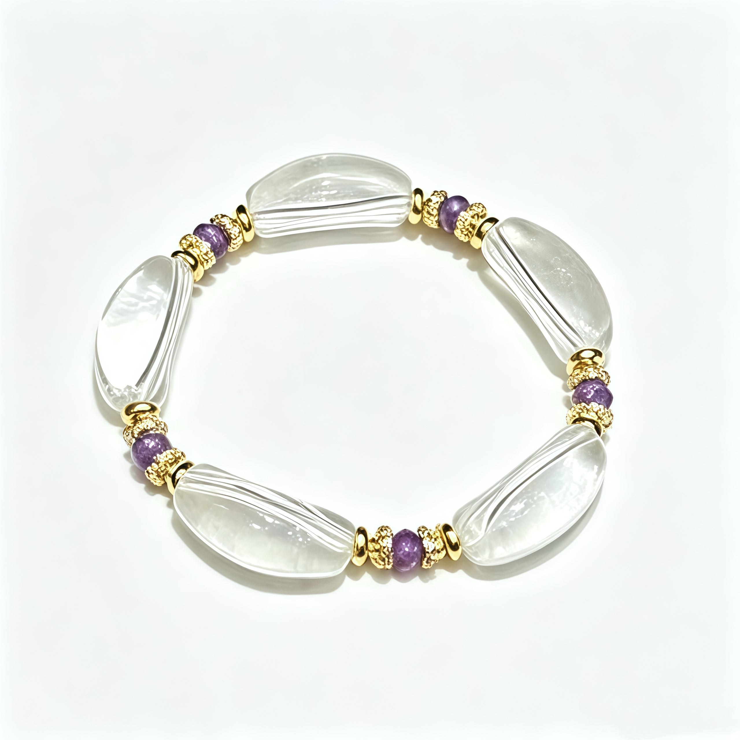 Clear Quartz Amethyst Petal Clarity Bracelet