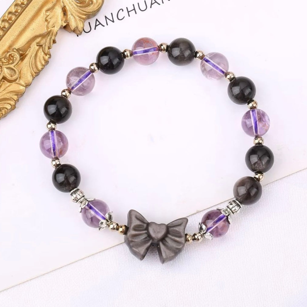 Amethyst Obsidian Bow Mystic Bracelet