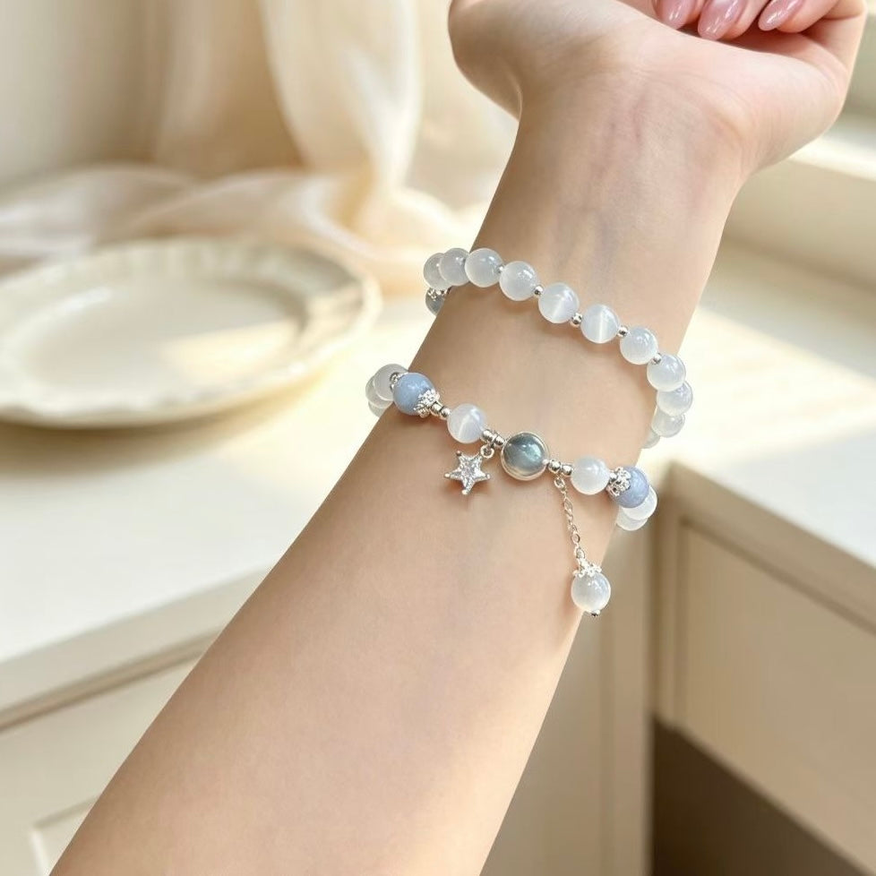 Lunar Cat‑Eye Serenity Star Bracelet