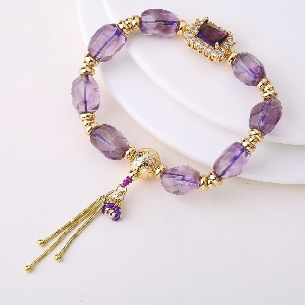 Purple Phantom Quartz Tassel Noble Fortune Bracelet