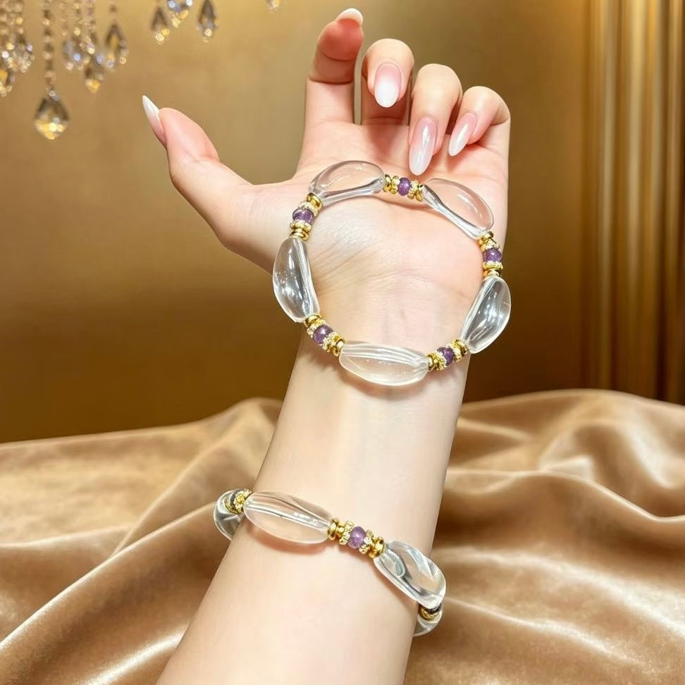 Clear Quartz Amethyst Petal Clarity Bracelet
