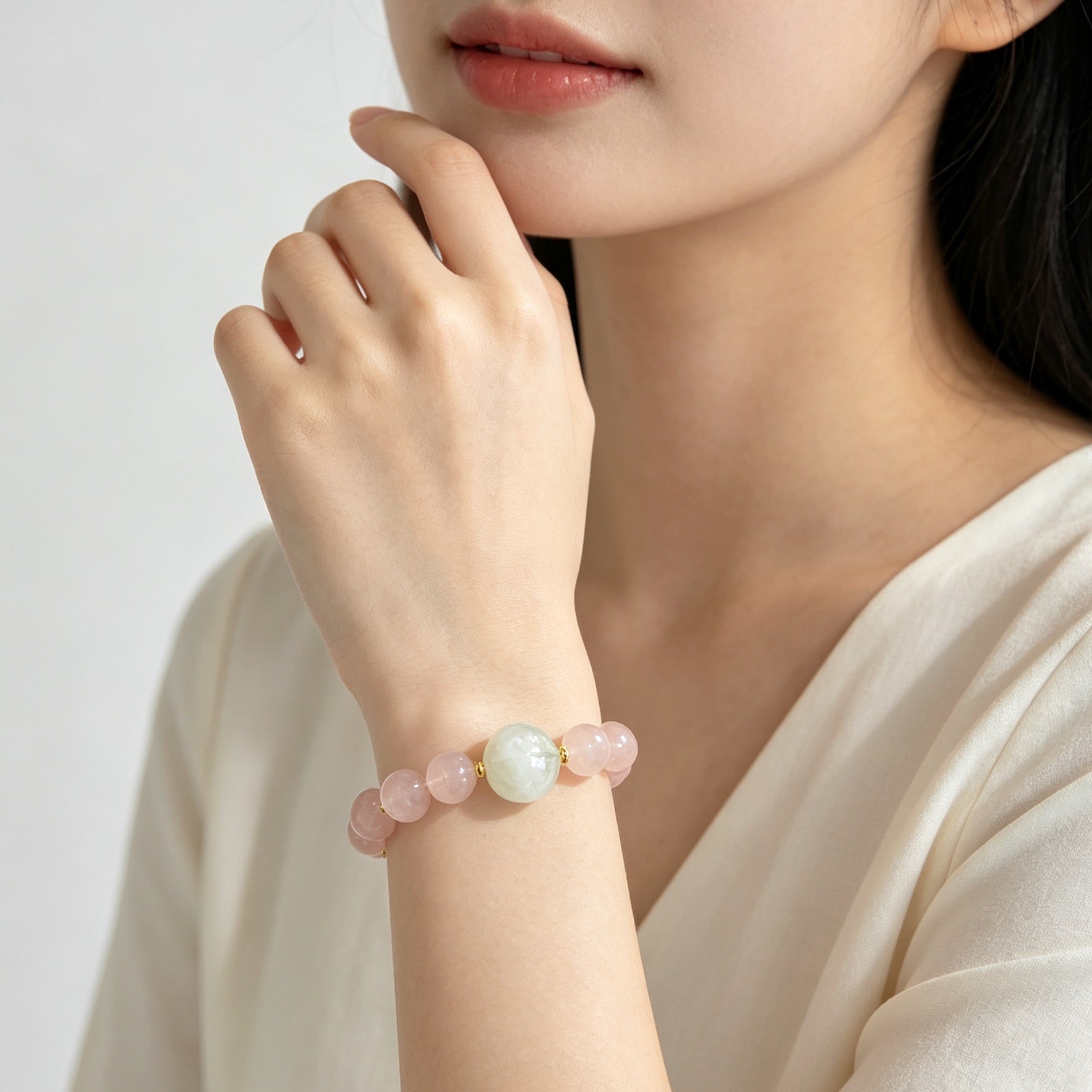 Rose Quartz Multi‑Gemstone Beaded Bracelet