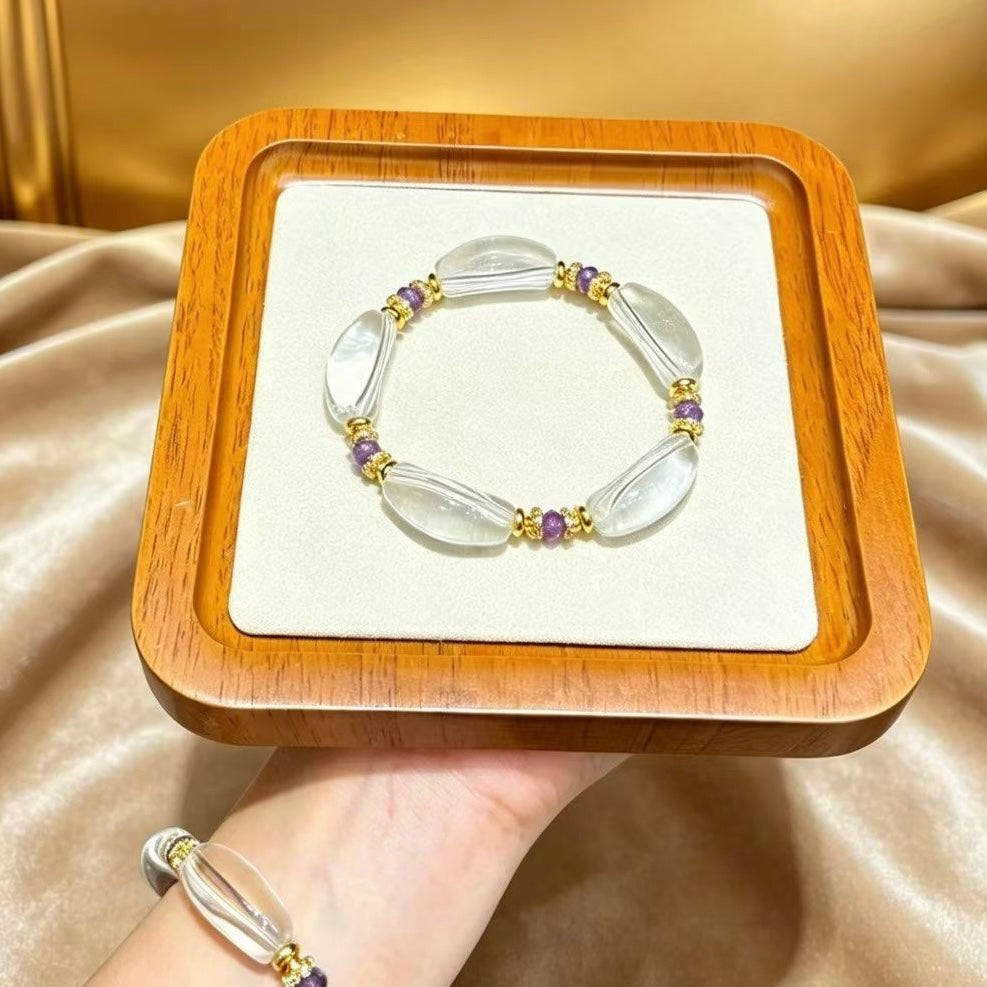 Clear Quartz Amethyst Petal Clarity Bracelet