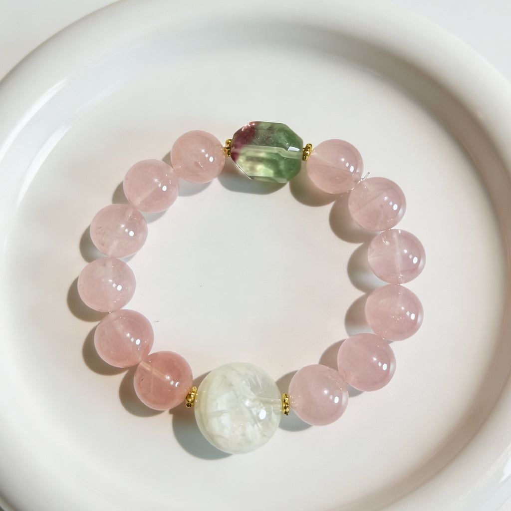 Rose Quartz Multi‑Gemstone Beaded Bracelet