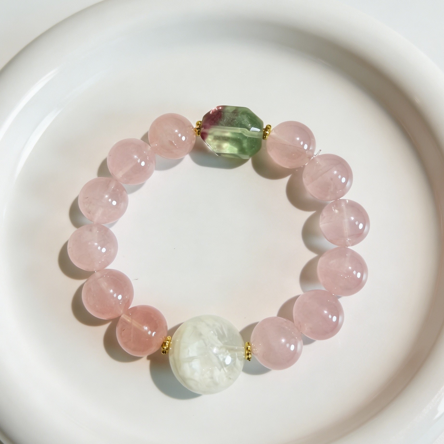 Rose Quartz Multi‑Gemstone Beaded Bracelet