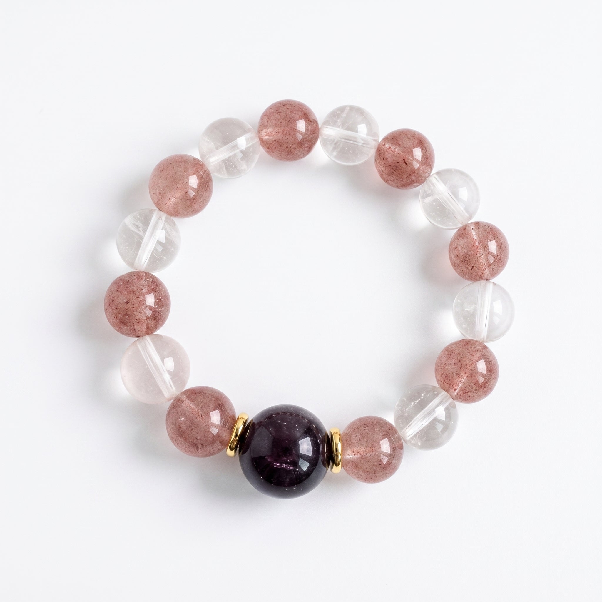 Strawberry Quartz & Lepidolite Beaded Bracelet