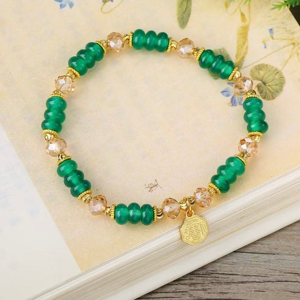 Green Agate Fortune‑Tag Prosperity Bracelet