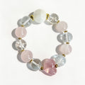 Rose Quartz Heart & Clear Rutilated Quartz Beaded Bracelet