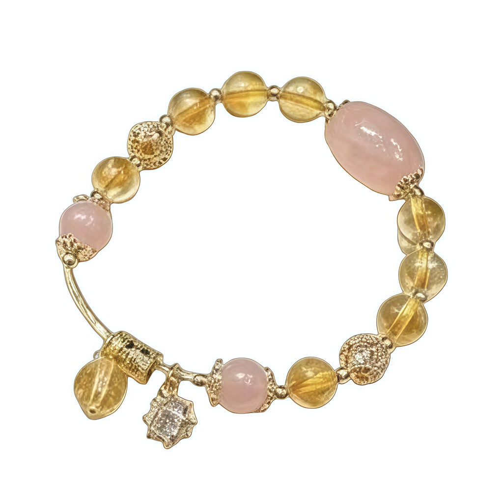 Golden Glow Citrine Rose Quartz Abundance Bracelet