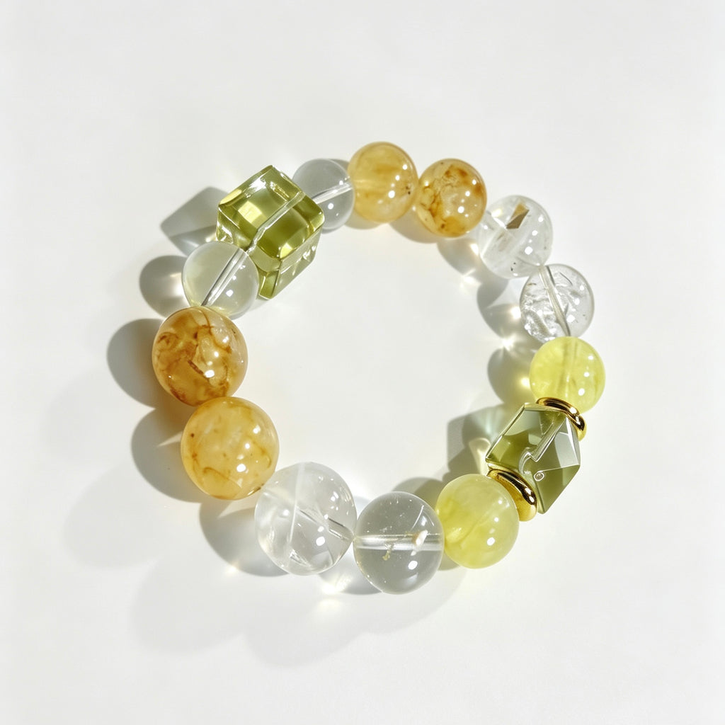 Golden Healer Citrine & Clear Quartz Mixed Beaded Bracelet