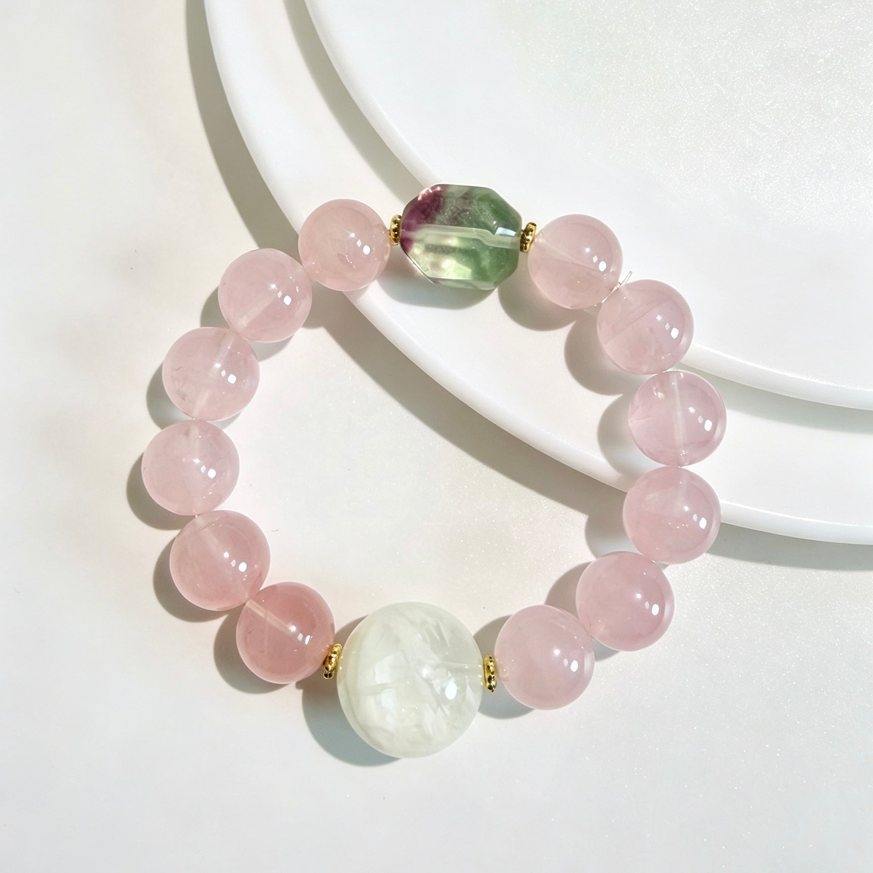Rose Quartz Multi‑Gemstone Beaded Bracelet