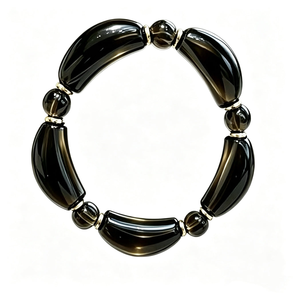 Smoky Obsidian Curved‑Bar Protection Bracelet