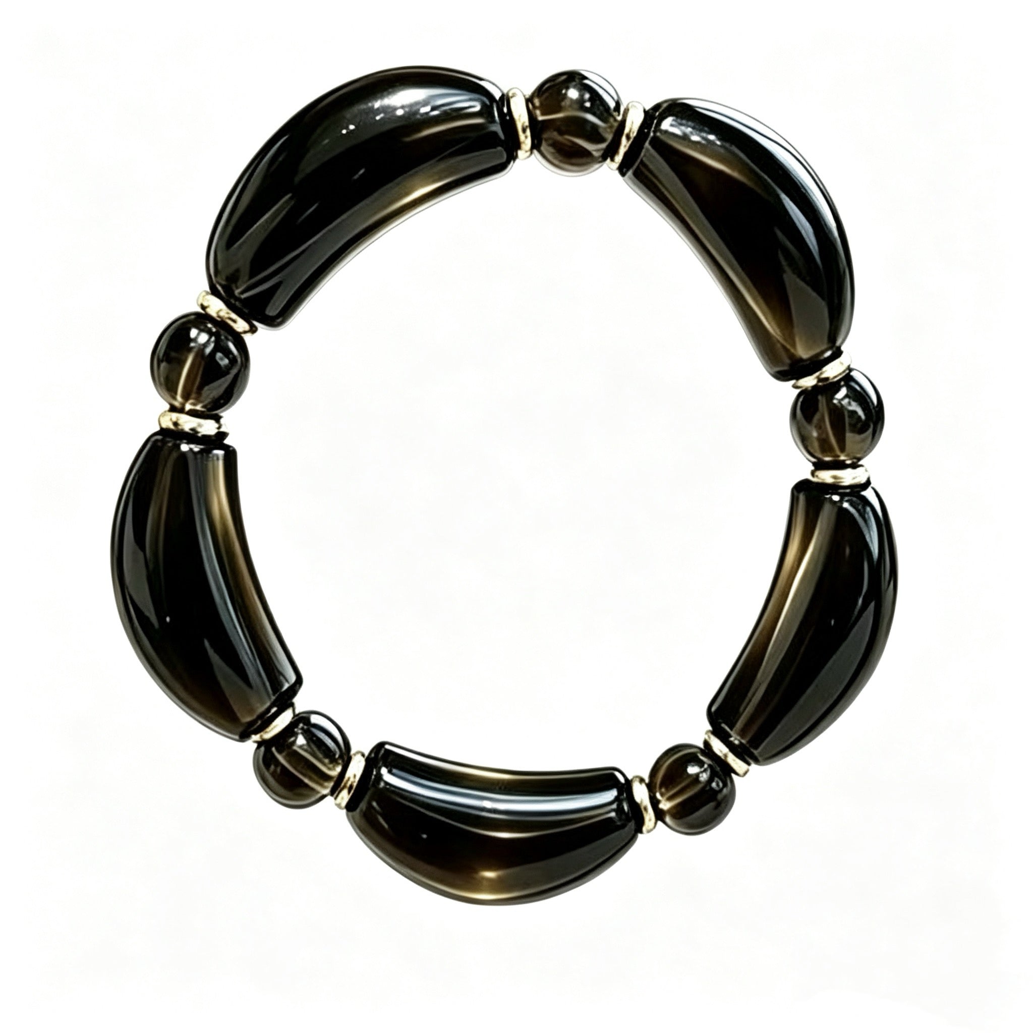 Smoky Obsidian Curved‑Bar Protection Bracelet