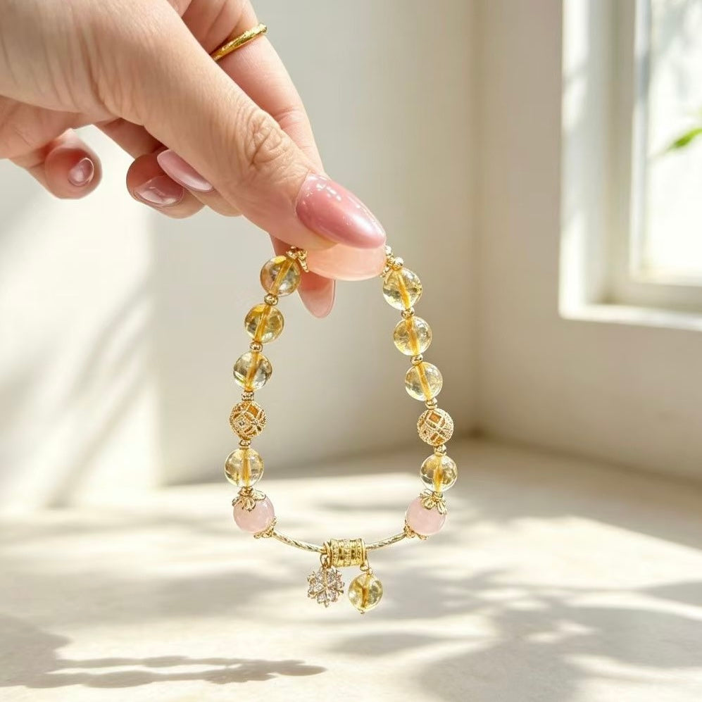 Golden Glow Citrine Rose Quartz Abundance Bracelet