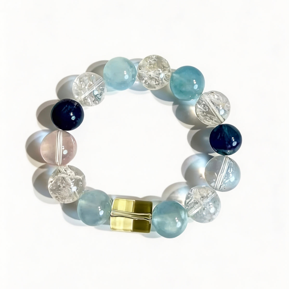 Aquamarine Citrine Fluorite Clear Quartz Crystal Bracelet