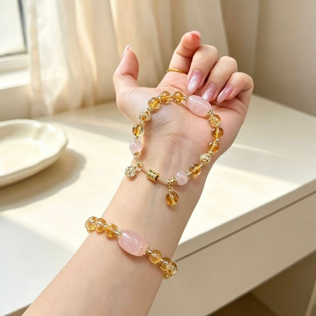 Golden Glow Citrine Rose Quartz Abundance Bracelet