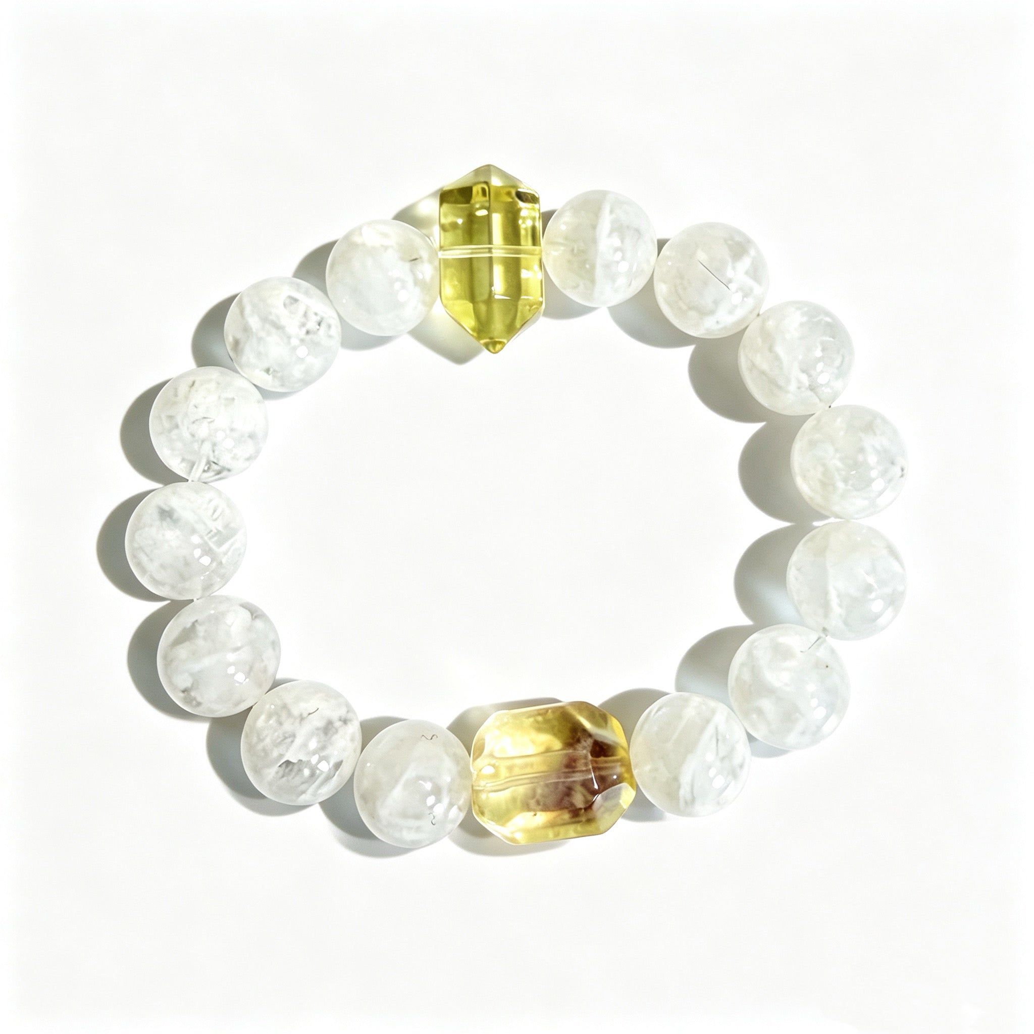 Citrine Double‑Point & White Phantom Quartz Bracelet
