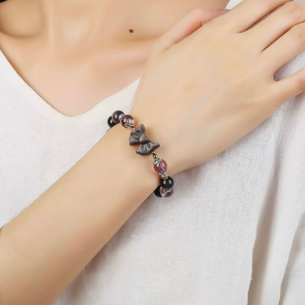 Amethyst Obsidian Bow Mystic Bracelet