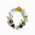 Aquamarine Citrine Fluorite Heart-Charm Crystal Bracelet