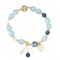Aquamarine Sodalite Heart‑Charm Serenity Bracelet