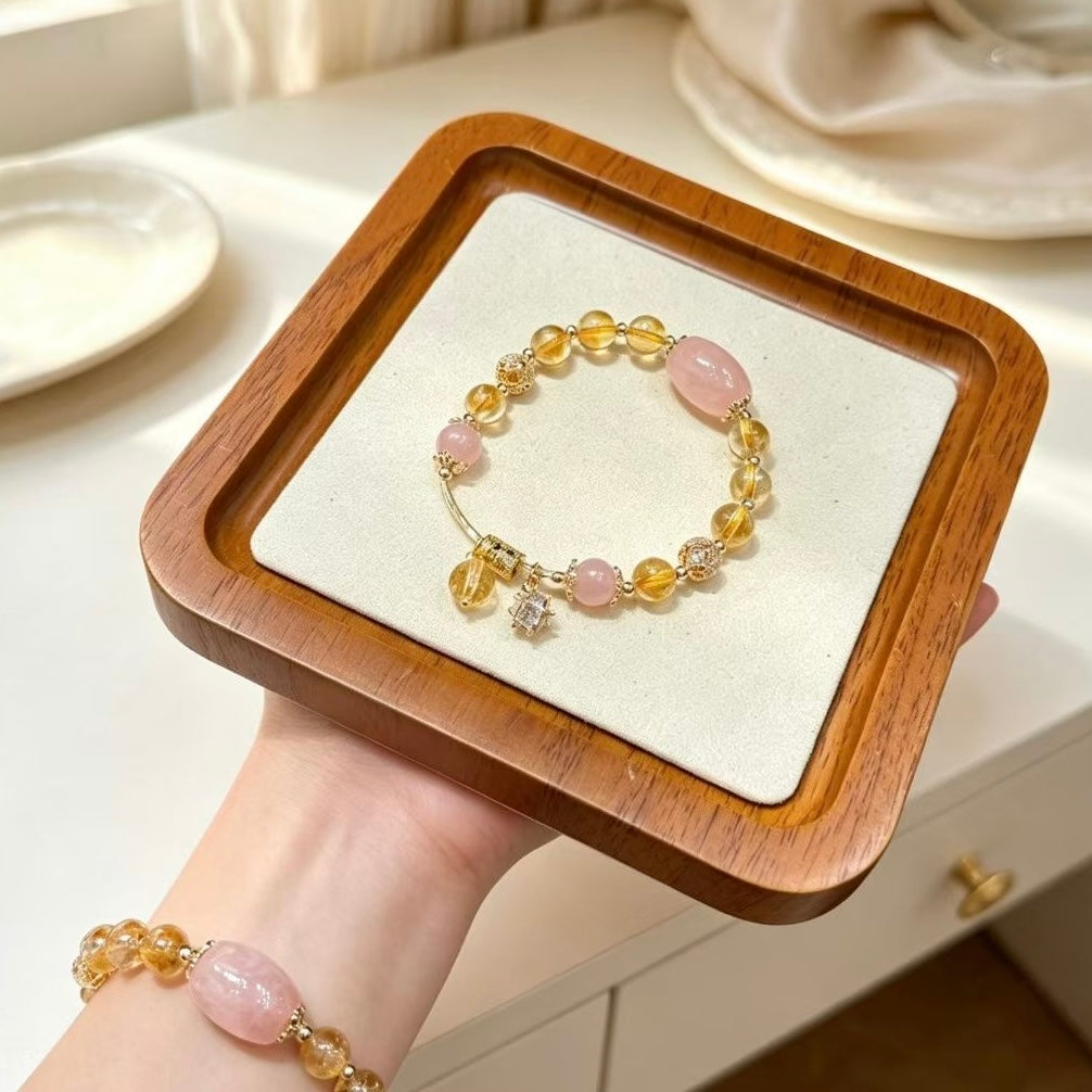 Golden Glow Citrine Rose Quartz Abundance Bracelet