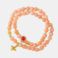 Peach Glow Fortune Double‑loop Bracelet