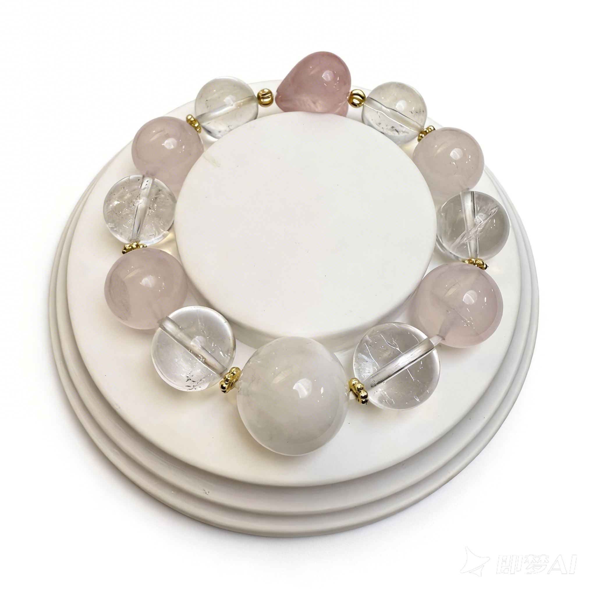 Delicate Pink Heart & Crystal Bead Bracelet