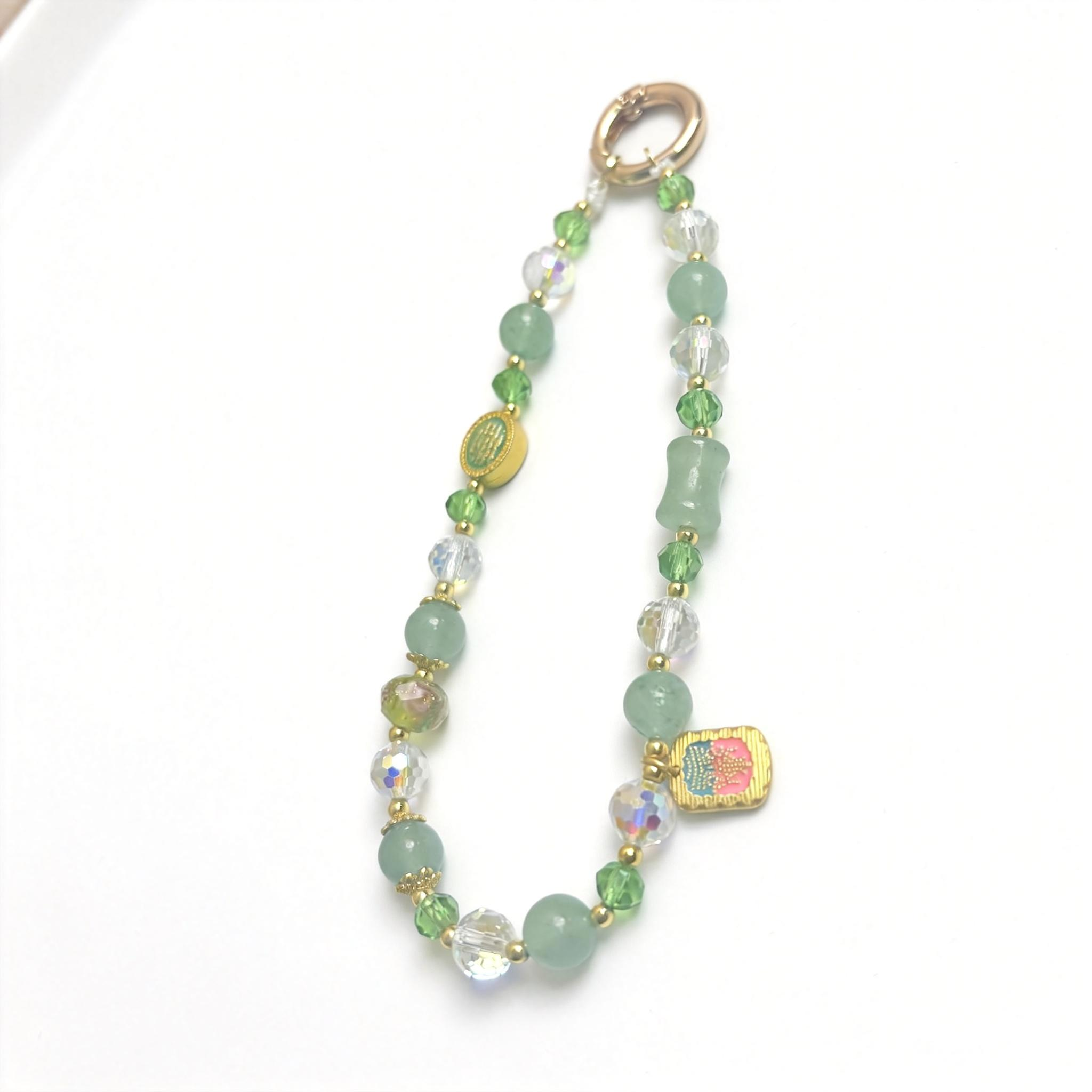 Vibrant Gemstone & Wood Phone Charm