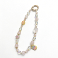 Pink Floral Phone Charm with Beaded Strap