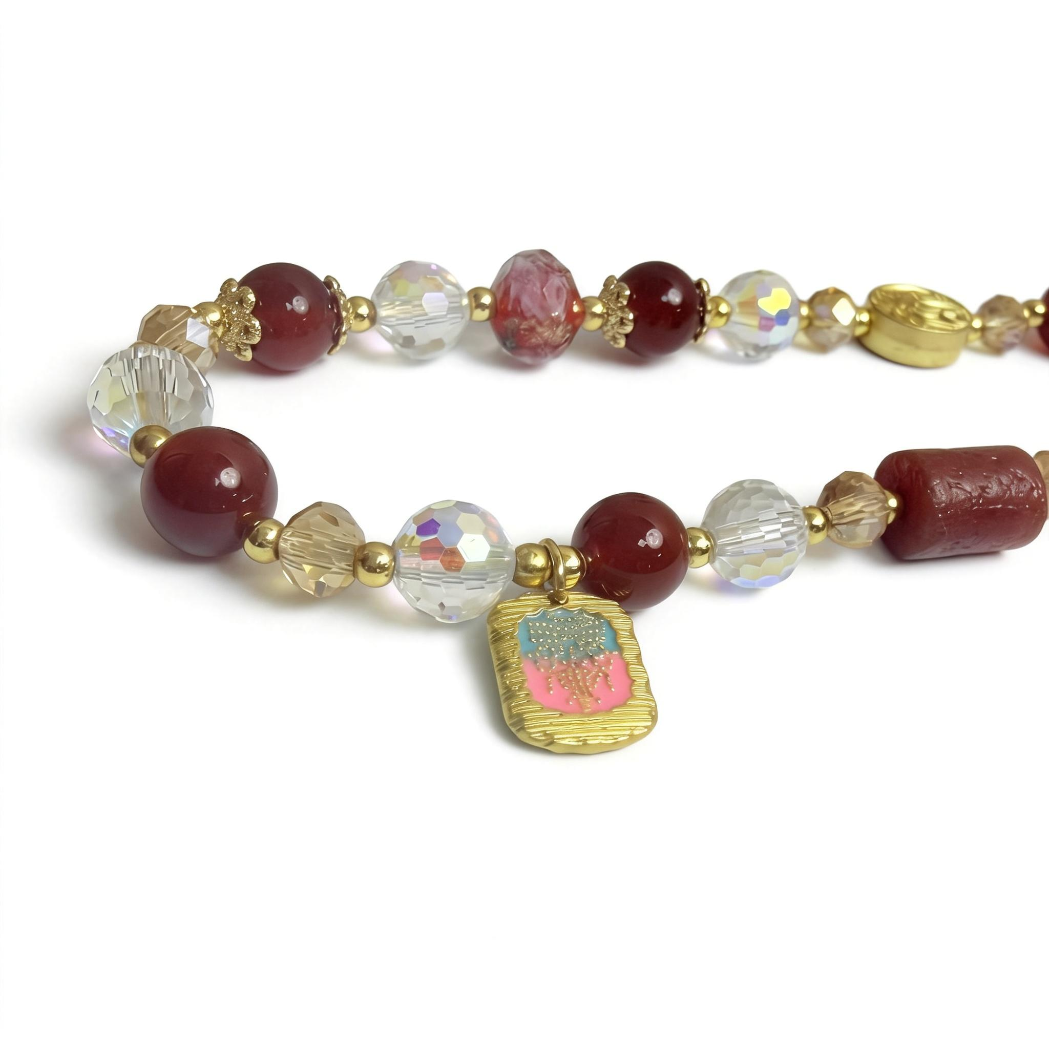 Multi-Gemstone & Gold Charm Bracelet